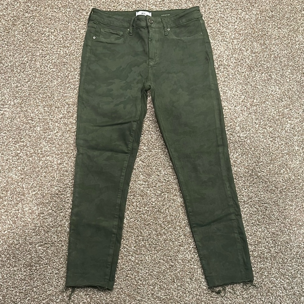 AOS Los Angeles Christina Raw Hem Army Green camouflage skinny Jeans